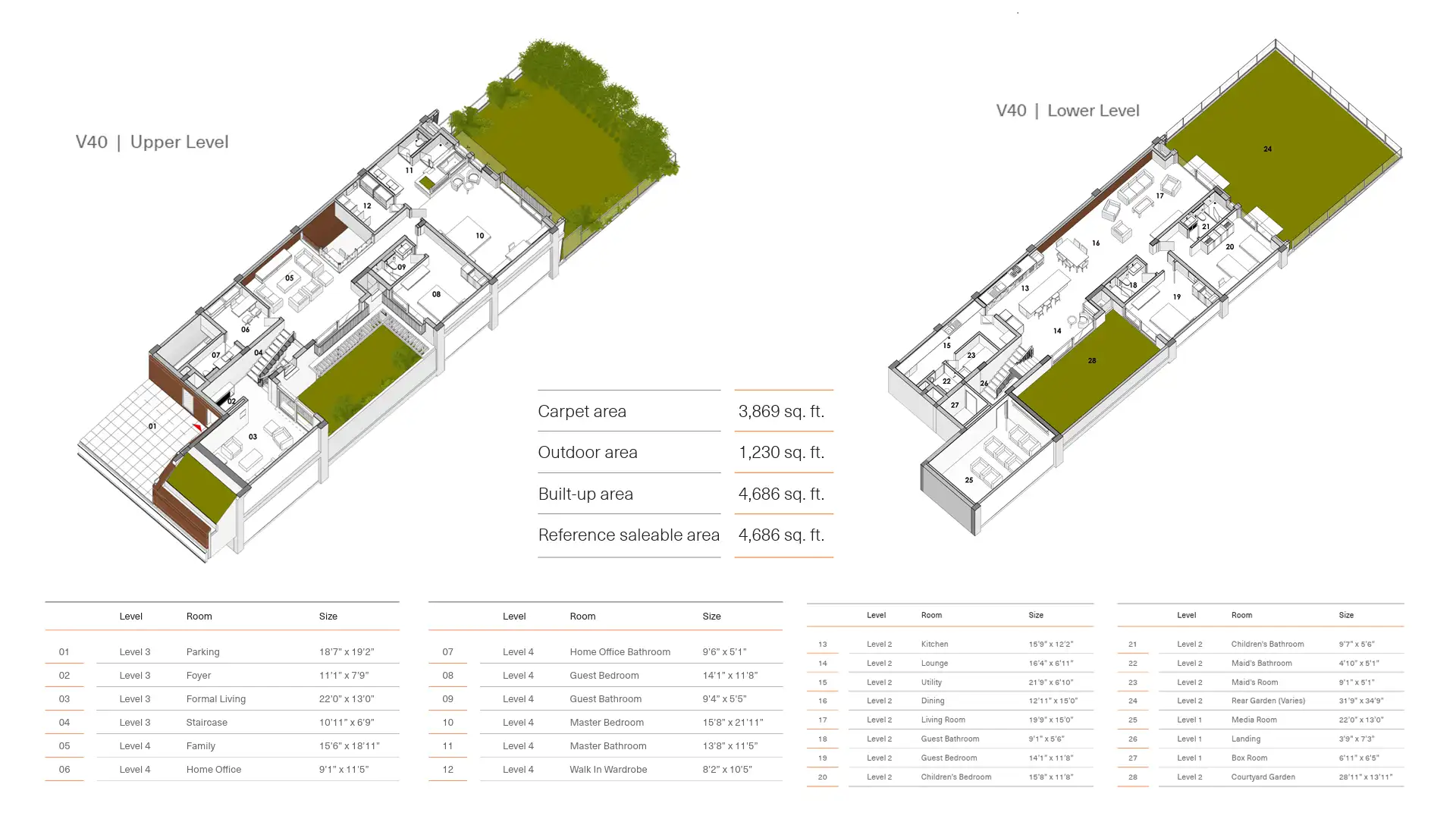 4 BHK Duplex Floor Plan
