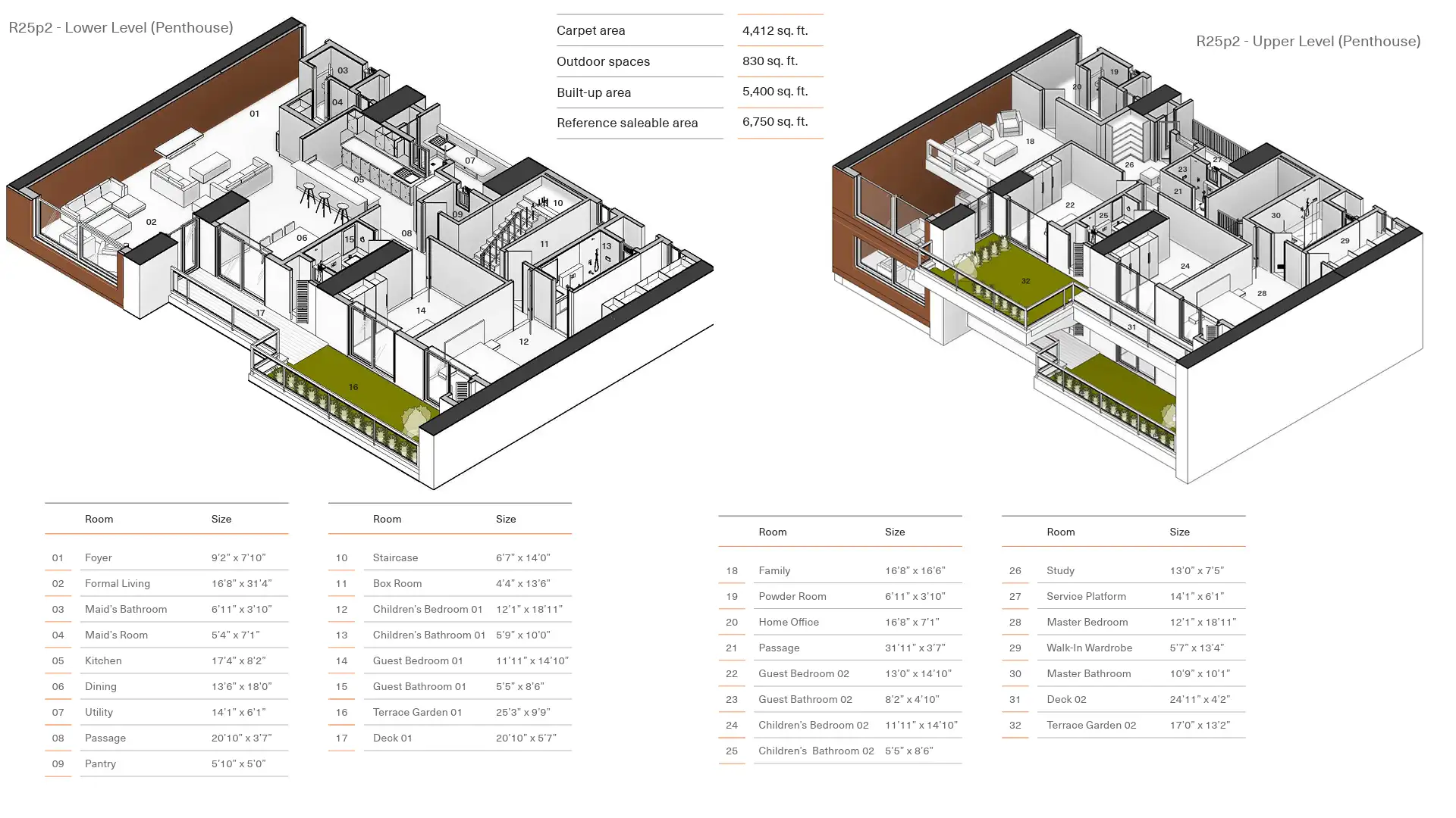 5 BHK Penthouse Floor Plan